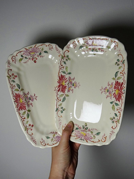 2 antieke Longchamp Daisy schalen, polychroom aardewerk. – Servies, Ceramic, Vintage (photo 4 of 10)