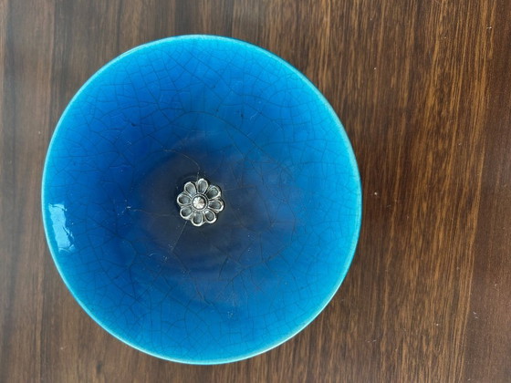 Image 1 of blue ceramic trinket tray