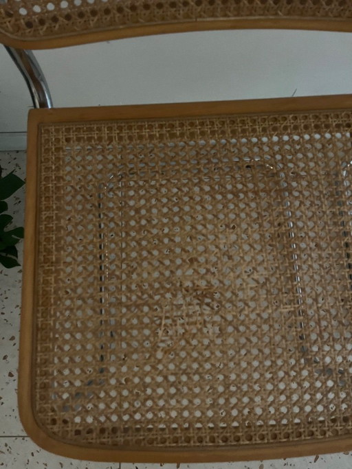 Juego de 2 sillas vintage con estructura de cincha (la cincha necesita reparación). – eetkamerstoelen, Chrome (photo 2 of 5)