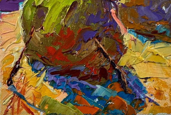 Image 1 of Original Oil Painting Summer Day Landscape Haystacks In A Field
