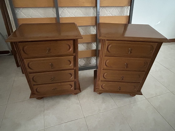 Image 1 of Cama com colchão de 140 cm x 200 cm e 2 mesas de cabeceira