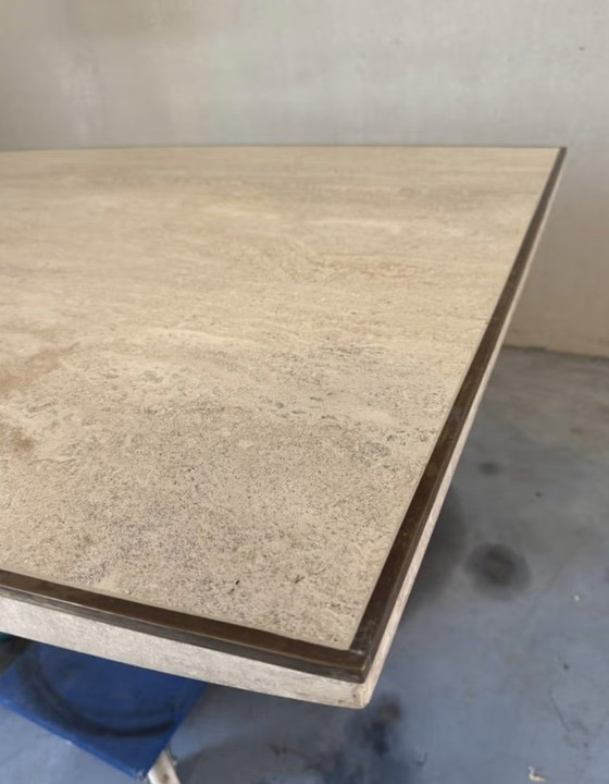 Vintage Travertine Dining Table Willy Rizzo – Stone (photo 4 of 6)