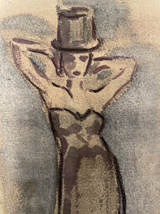 Image 1 of Fashion Sketch Portrait Woman "Haut de Forme