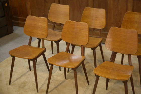 Set di 6 sedie in rovere degli anni '60. – Sedie da pranzo, Legno, Vintage (photo 5 of 13)