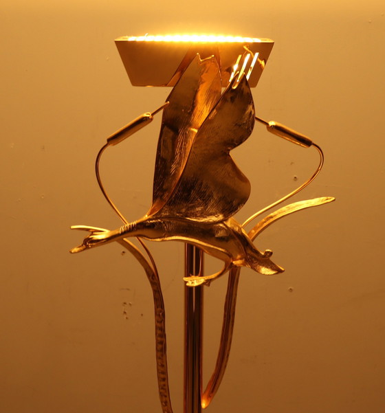 Image 1 of Hollywood Regency vloerlamp/vloerlamp met vogelfiguren van Lanciotto Galeotti, L'Originale, Italië, jaren 1980