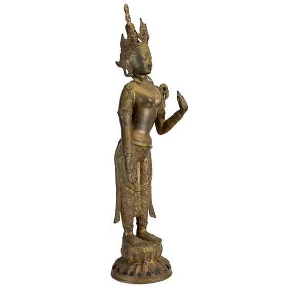 Monumental Tara Verde (Syama Tara) de bronce dorado al fuego – Nepal – Siglo XIX – 78 cm – Esculturas, Bronze (photo 2 of 11)