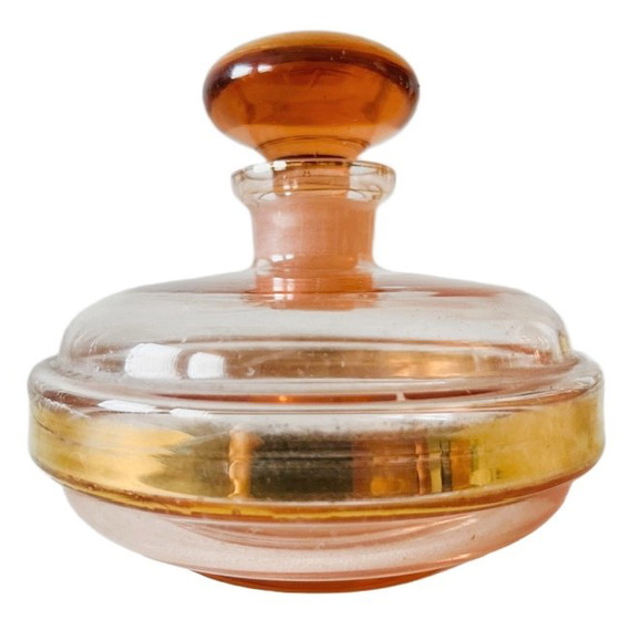 Image 1 of Art Deco style perfume bottle pink glass 1950s