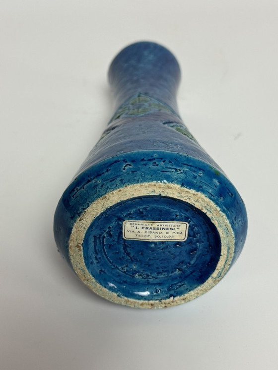 Image 1 of Mid-Century Italian Design Bitossi Rimini Blu Glazed Ceramic Vase. Italy, 1960s.