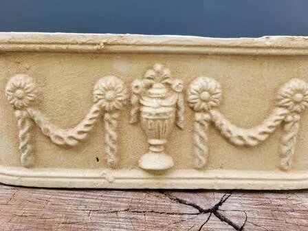 Französische Gusseisen-Jardiniere Pflanzkübel, Beige, Vintage (Foto 5 von 7)