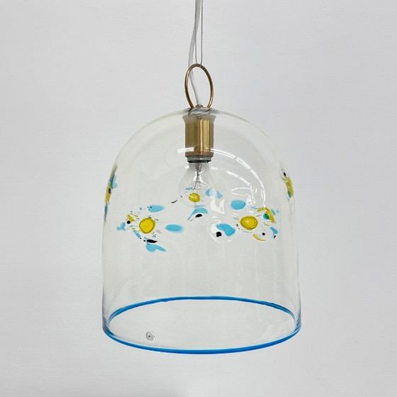Image 1 of Mid-century design La Murrina glass hanging lamp flowers , 1970s , Italy