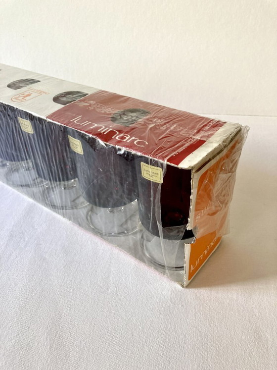 Image 1 of 6 bicchieri Luminarc con stelo, modello n. 2, Svezia, con scatola originale.