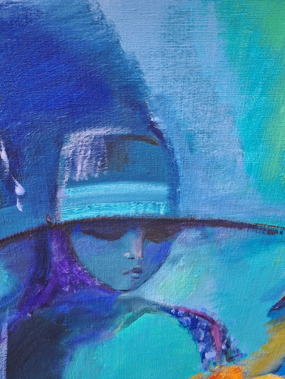 Image 1 of Pittura astratta in blu e verde