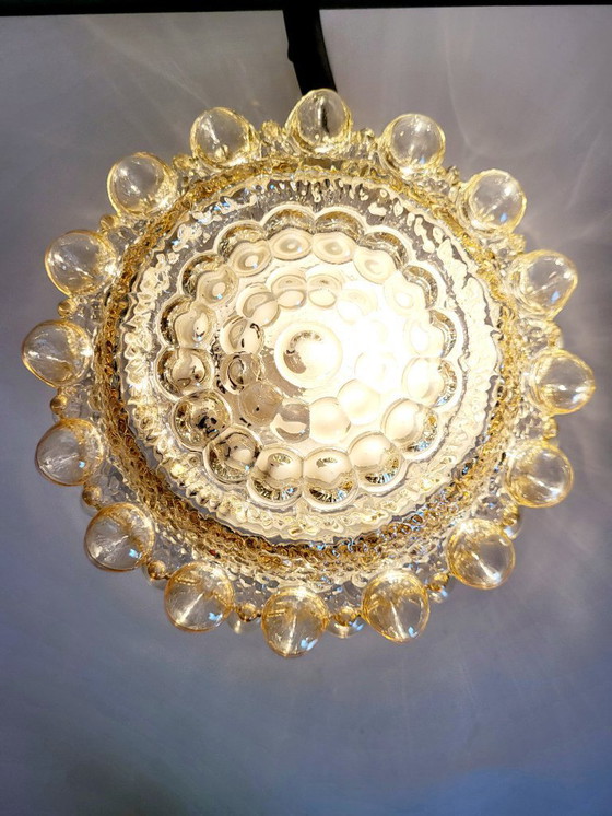 Image 1 of Lampada da parete o da soffitto in vetro vintage, con rilievo a bolle, stile spaziale, anni '70