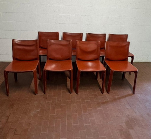 Ensemble de 8 chaises Cab 412 Cassina - Design de Mario Bellini, cuir – eetkamerstoelen, Other