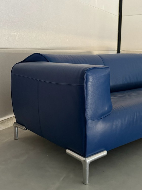 Bert Plantagie sofa and Chaise longue - blue leather, Metal, Modern (photo 5 of 15)