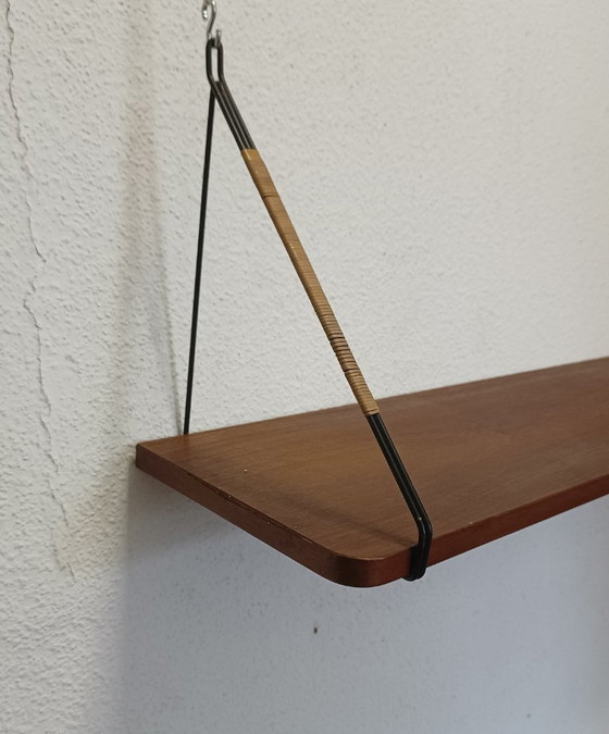 Elegante estante de pared de los años 50 con 1 estante. – Estanterías de pared, Metal, Wood, Vintage (photo 2 of 8)