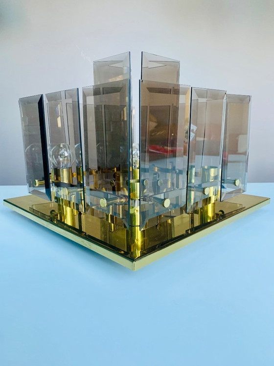 Image 1 of Hillebrand Brass Ceiling Lamp Mid Century