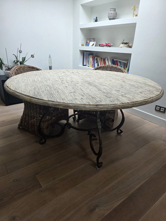 Image 1 of Vintage dining table with garden armchair