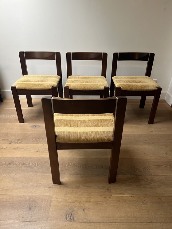 Image 1 of 4x teak vintage brutalist dining chairs
