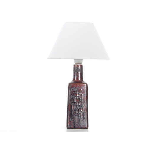 Lámpara vintage escandinava de cerámica roja y gris, 1960