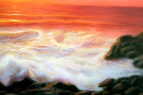 Image 1 of Seascape in oil, signed by the artist. Seascape in oil, signed. Oil painting of the sea.