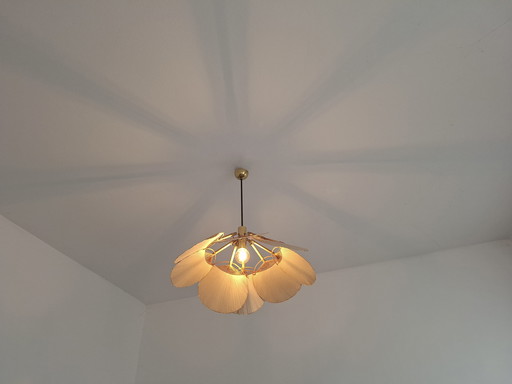 Uchiwa Chandelier with 8 Bamboo Fans Attributed to Ingo Maurer, 1970s