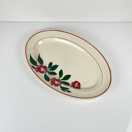 Large oval Sarreguemines "Samois" platter, early 20th century