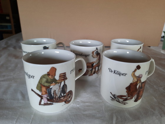 Image 1 of Set van 5 vintage mokken