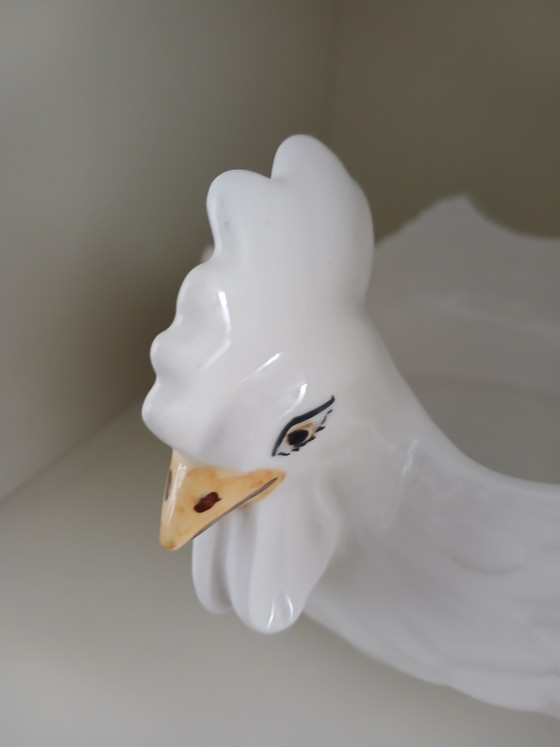 Vintage Italian Ceramic Bowl / Jardinière with Rooster Heads – Hand-painted (photo 4 of 8)