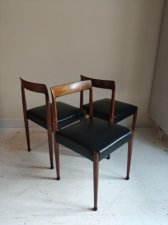 Design Dining chairs Lubke set of six, Wood, Leather, Brown (photo 9 of 14)