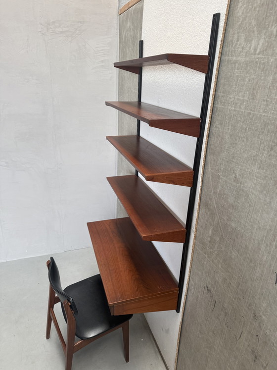 Image 1 of Kai Kristiansen teak desk wall shelf set from the 1960s