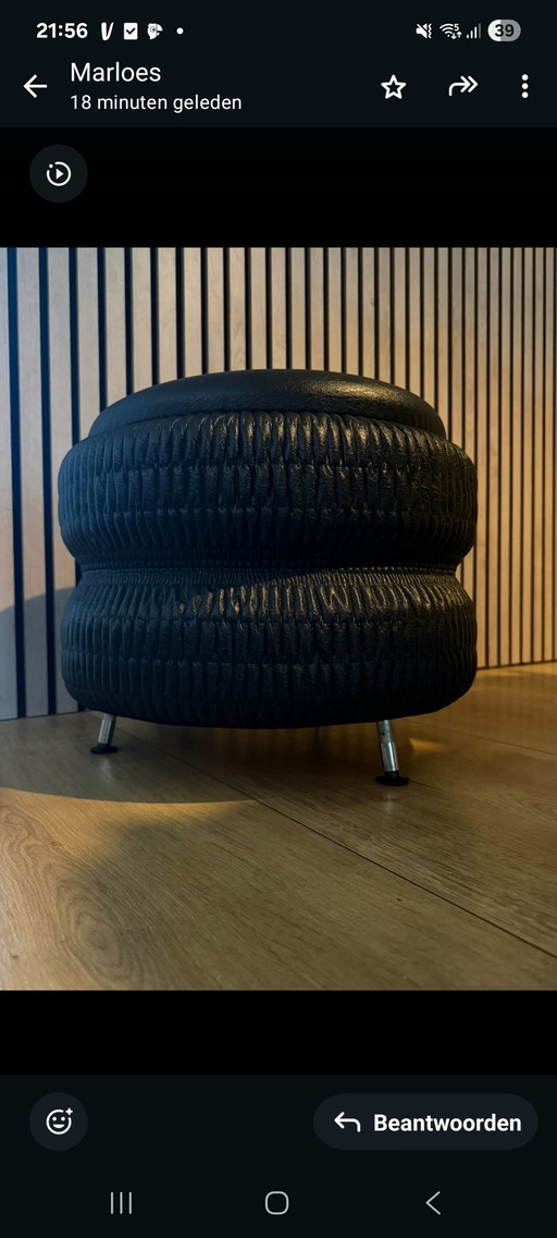 Vintage poef skai leer space age