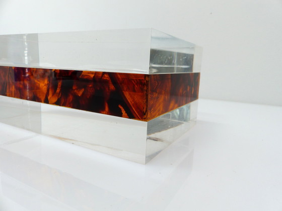 Image 1 of Two-tone plexiglass lucite box, Philippe Cheverny design, Kit Design 1970 edition