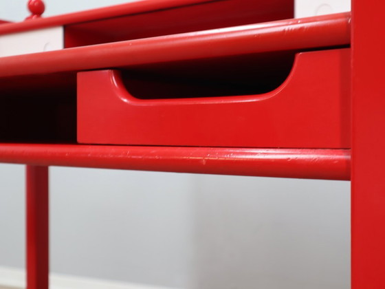 Image 1 of Scrivania vintage laccata rossa design rustico italiano anni '60