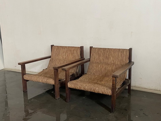 Image 1 of Pair of vintage wicker armchairs 