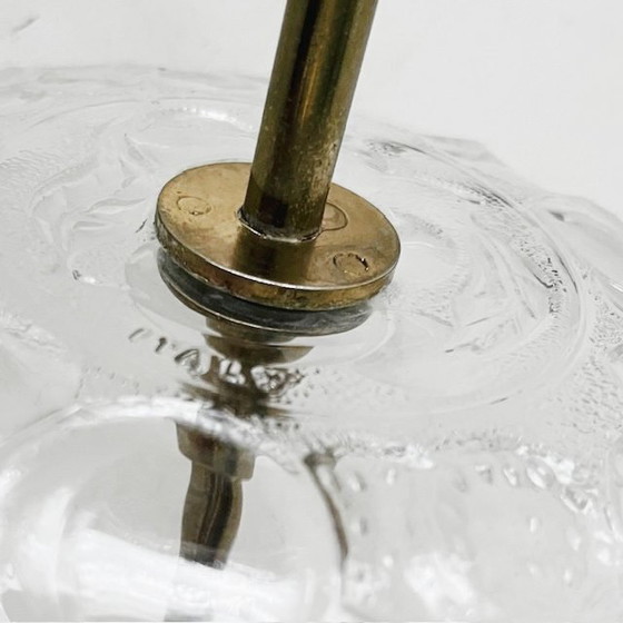 Image 1 of Vintage Italian gold Hollywood Regency glass tiered stand 1970s