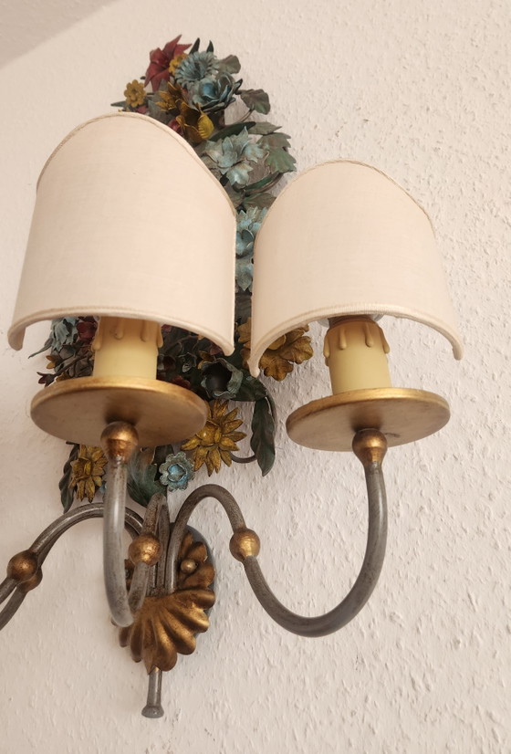 Set di 3 applique da parete CIANI Firenze, dipinte e forgiate a mano, applique fiorentine "Bouquet – Metal (photo 6 of 15)