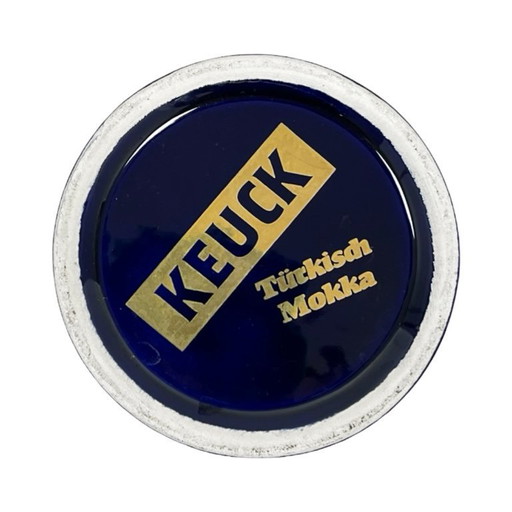 Vintage KEUCK Ceramic Vase – Turkish Mocha, Cobalt, and Gold – Germany, 1970s
