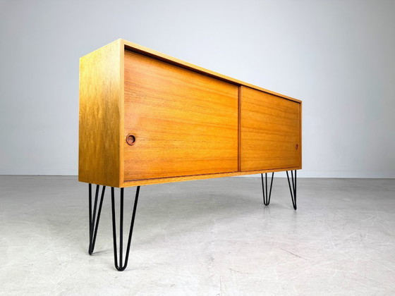 Image 1 of Original Midcentury Sideboard Nussbaum Vintage Hairpin Kommode
