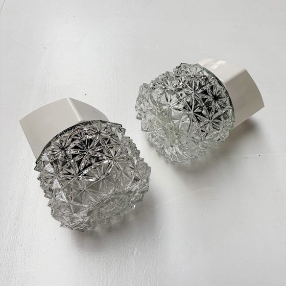 Set di 4 applique o plafoniere vintage in vetro, anni '70 – Plastic, Glass (photo 6 of 14)