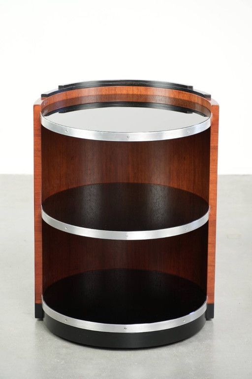 Mesa auxiliar/de bar móvil única de Schuitema con tablero de cristal negro de la serie Decoforma.