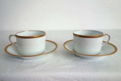 2 Charles Haviland cups with saucers, mid 20th century