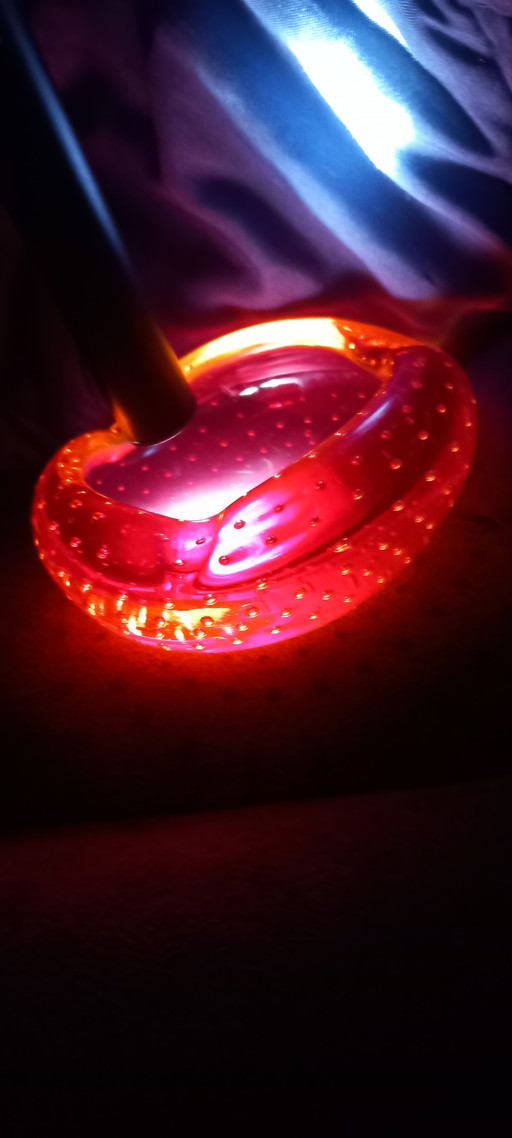 Rare and exceptional modernist ashtray / trinket tray in heavy Bohemian crystal, in uranium glass, model K169.