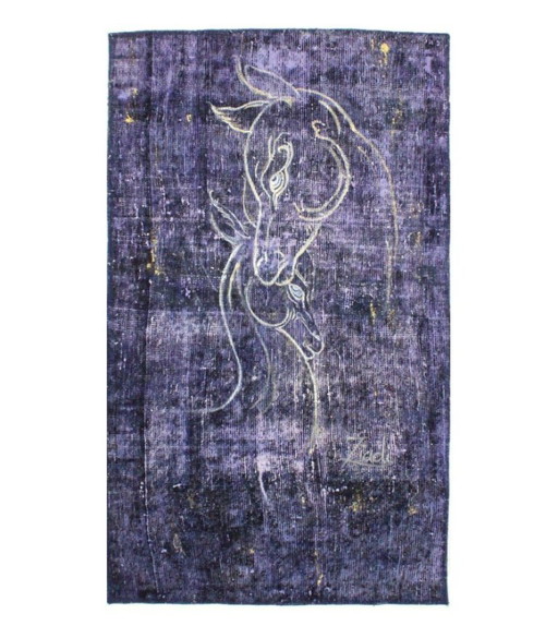 Oosters Handgeknoopt Vintage Kunst Klassiek & Reliëf Design 153 x 90 cm Paarse Kleur