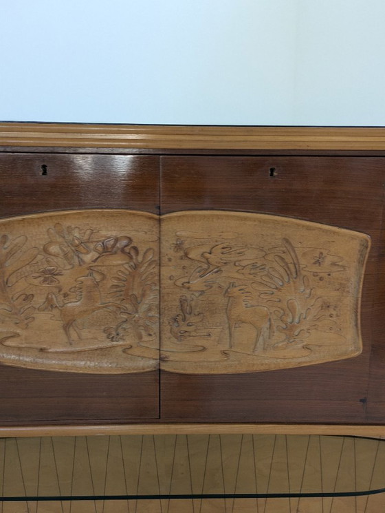 Image 1 of Dassi - Vittorio Dassi - Table d'appoint - Cristal, Bois, Laiton - Intérieur miroir