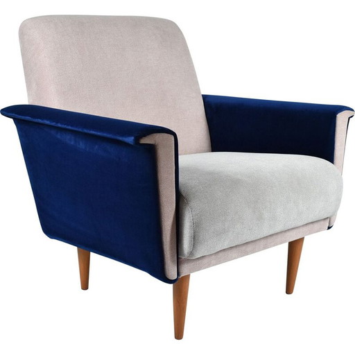 Sillón vintage cisne de terciopelo tricolor, 1960