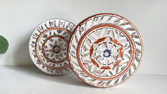 Image 1 of Kunsthandwerkliche Wandleuchte Terrakotta Zentrum Blau