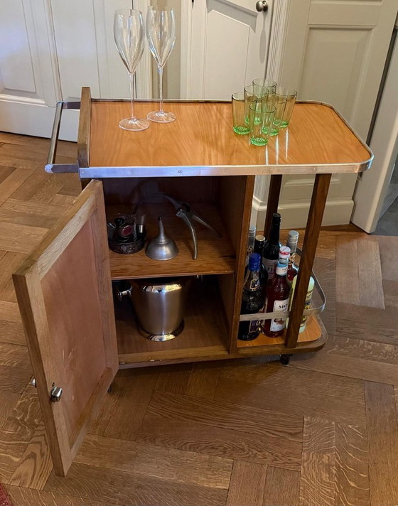 Originele Franse Vintage Drankentrolley/Barwagen (Jaren 50-60)-Met ETF Paris Wieltjes – Drankenkasten, Plastic (photo 5 of 8)