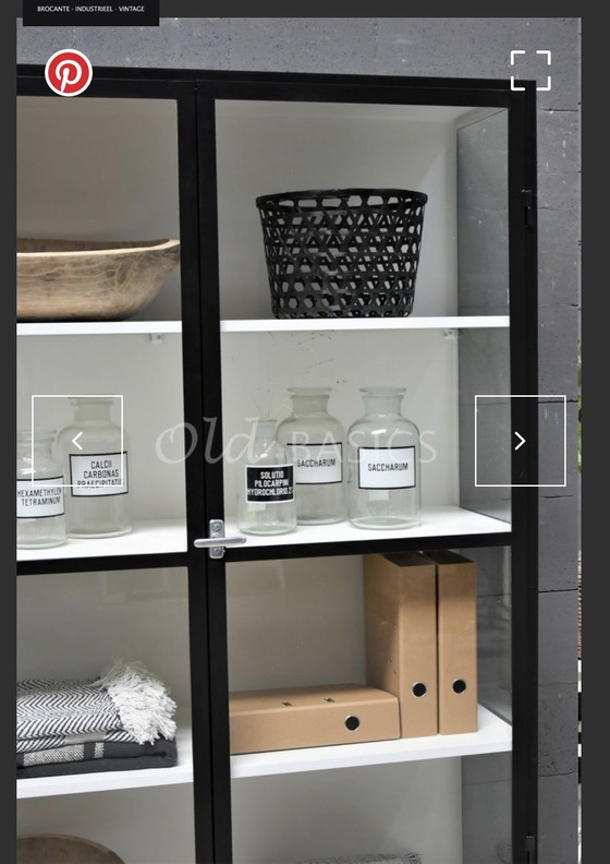 Image 1 of Stalen vitrinekast Old-basics zwart/wit 120x40x200 cm