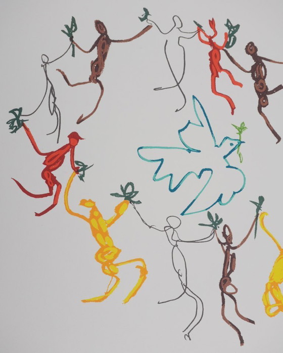 Pablo Picasso: Danza de la paz, Círculo de la juventud, Litografía firmada – Litografías y grabados, Paper (photo 4 of 8)